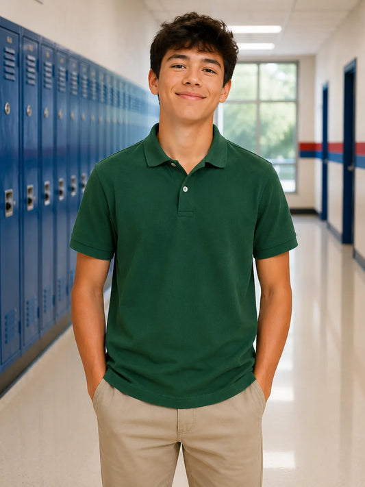 custom-green-school-shirts-front-by-SKS-Model