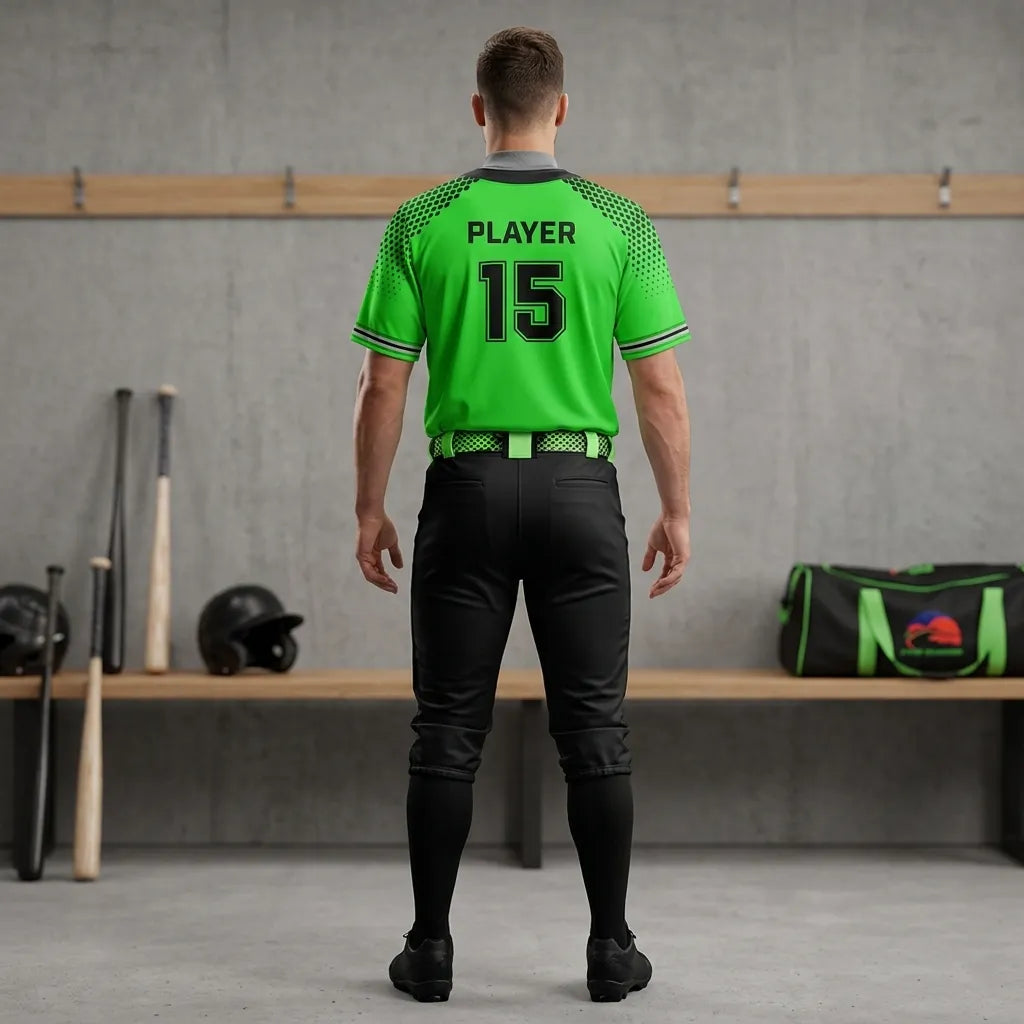 custom-lime-green-and-black-baseball-uniforms-by-sks-wholesales-Back