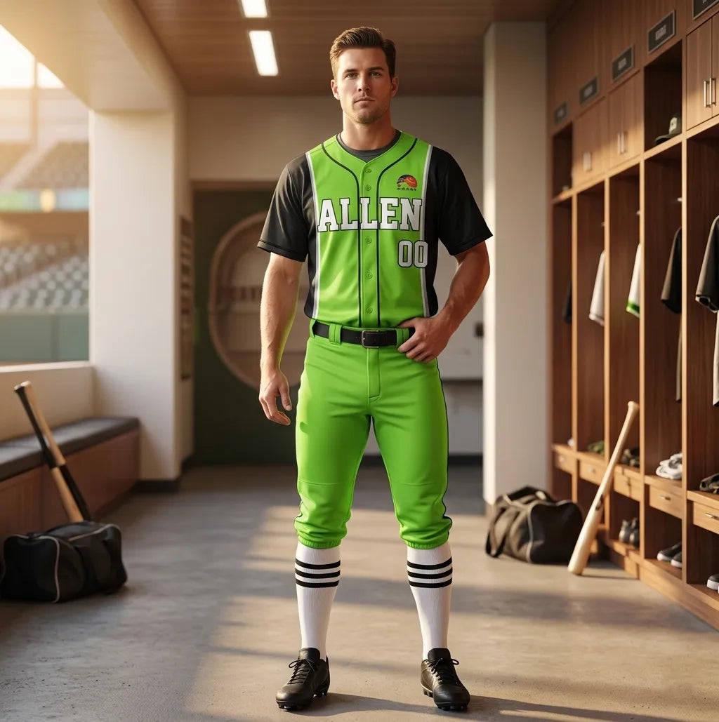 custom-lime-green-baseball-uniforms-by-sks-wholesales-Front