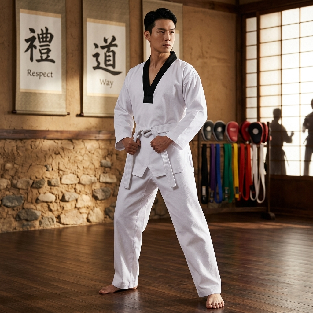 Schwarze Judo-Karate-Uniform