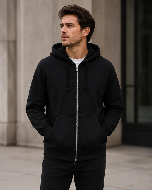 customizable-all-black-zip-up-hoodie-front-by-SKS