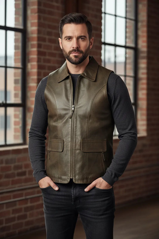 Genuine buffalo leather hunting vest