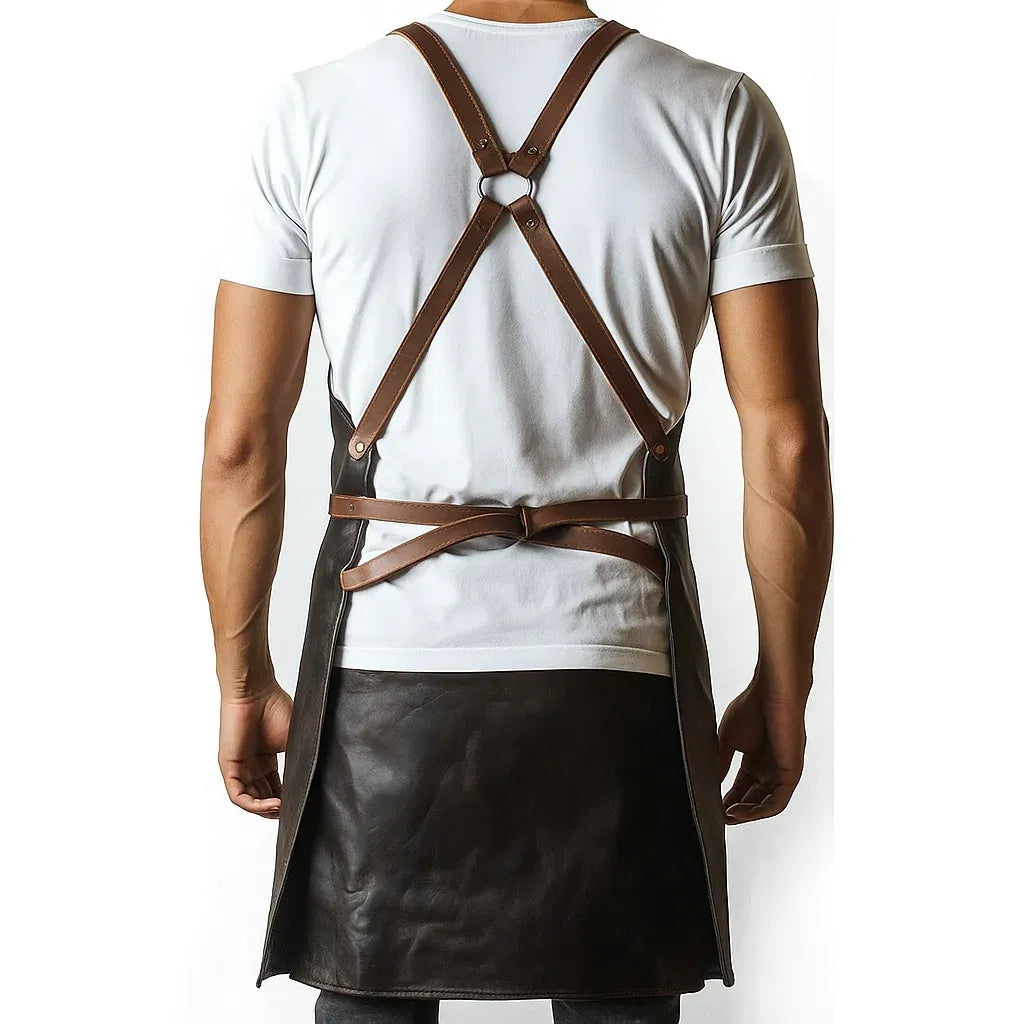 Front View of Wholesale Leather Apron For Cooking By SKS