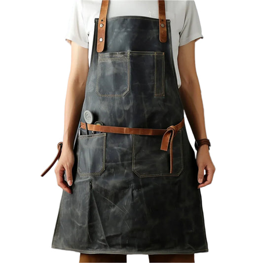 Front View of Wholesale Leather Apron For Grilling By SKS