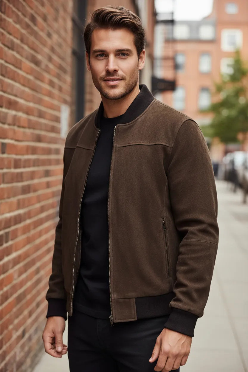 Men's goatskin leather hunting jacket
