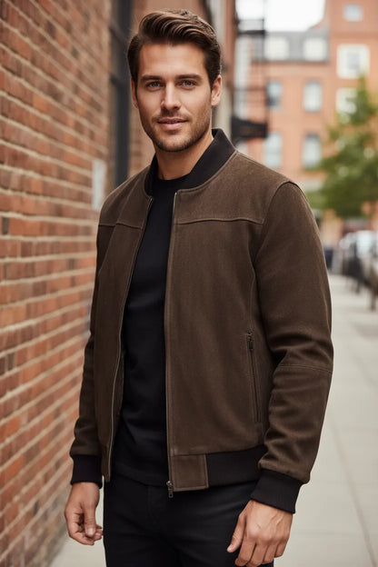 Men's goatskin leather hunting jacket