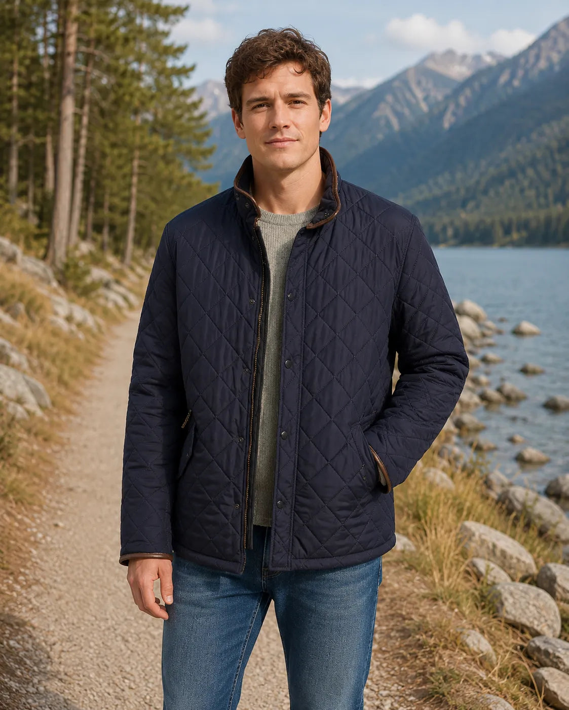 Navy-Diamond-Quilted-Jacket-By-SKS-Wholesales-model