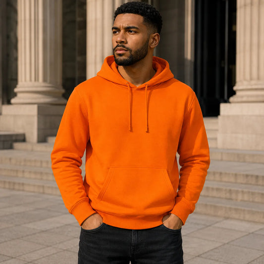 Wholesale Customizable Orange Pullover Hoodie