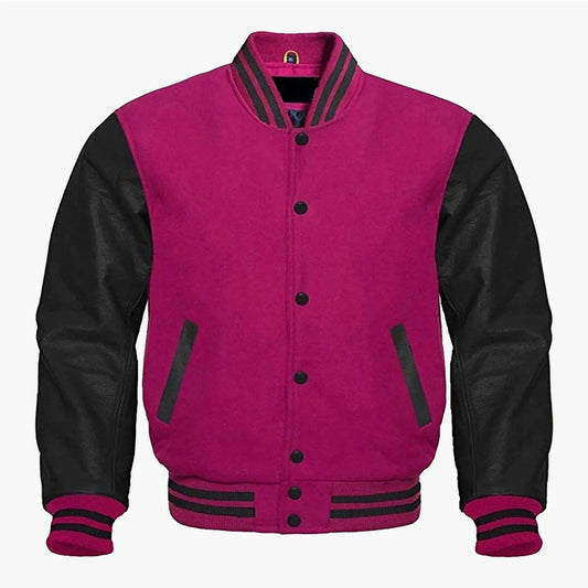 pink-and-black-letterman-jacket-front-by-SKS-Wholesales