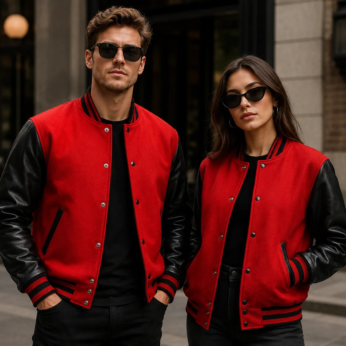 red-and-black-leather-varsity-jacket-for-men & Women-by-SKS-Wholesales