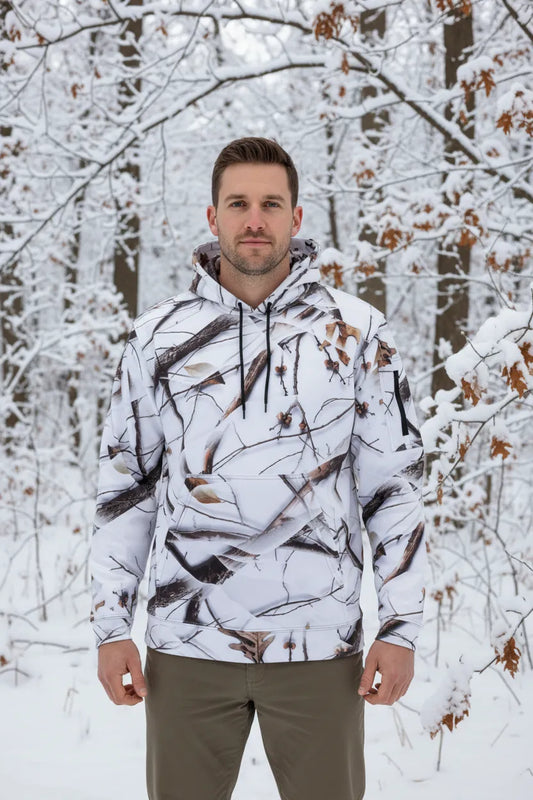 White camo hunting hoodie