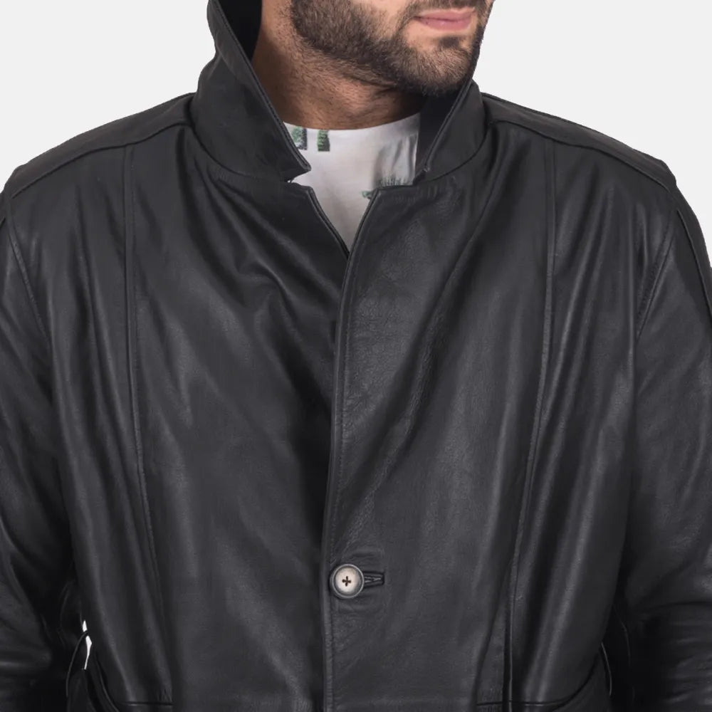 wholesale-black-leather-trench-coat-close-up