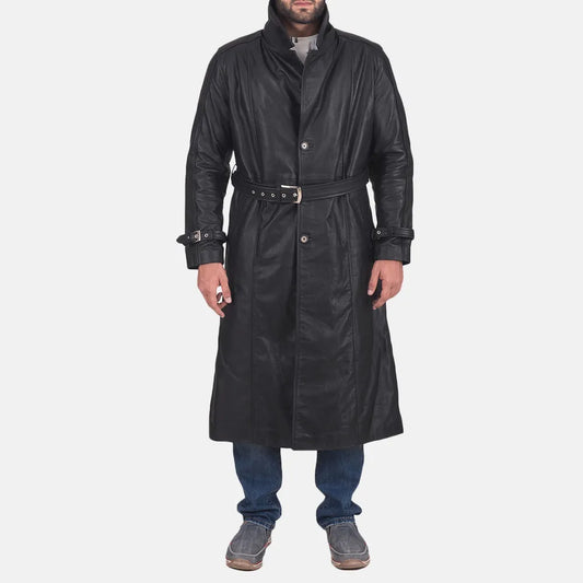 wholesale-black-leather-trench-coat-front