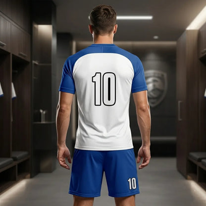 Person wearing a sports jersey with number 10 in a locker room setting