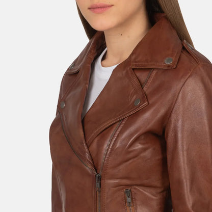 wholesale-brown-biker-jacket-womens-close-up