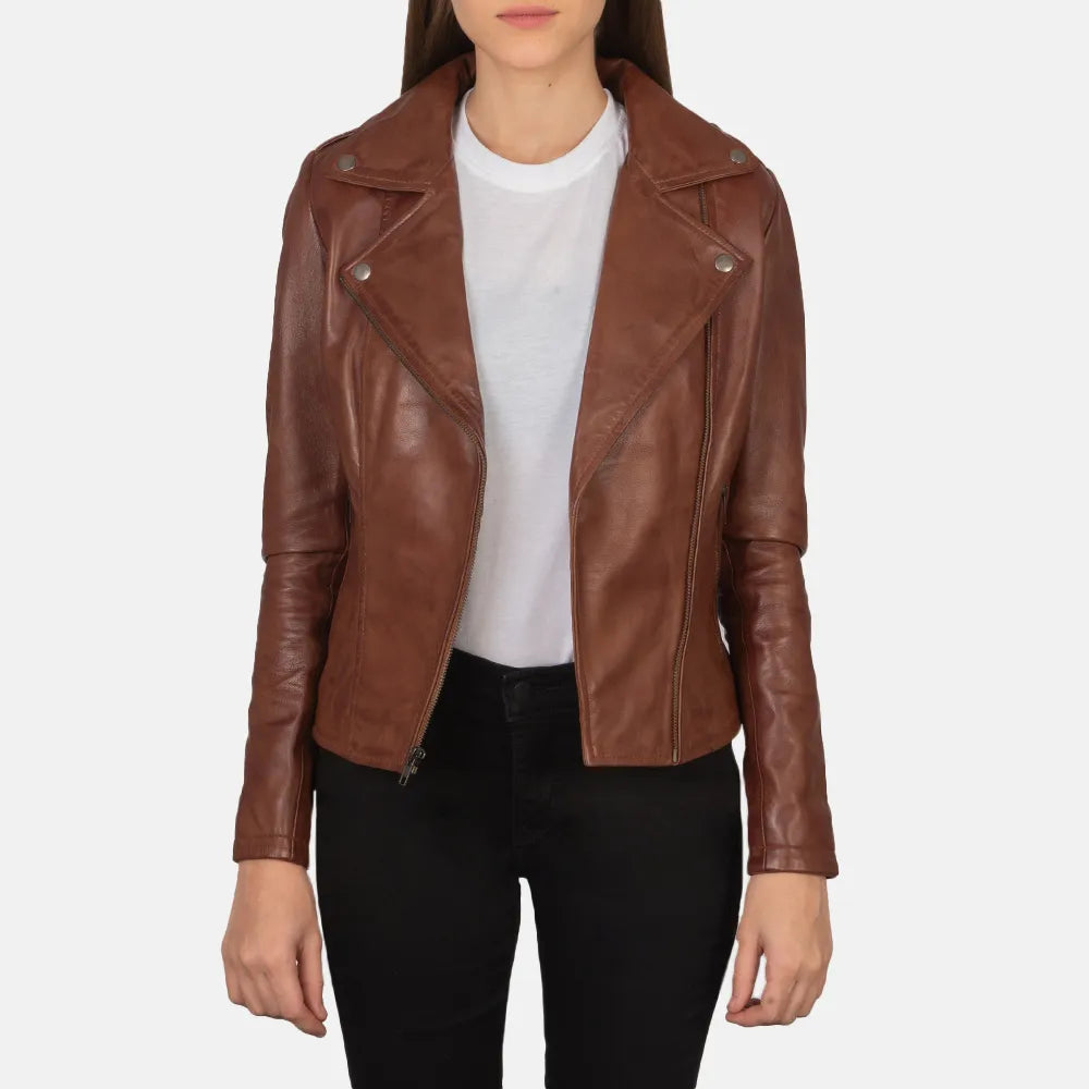 wholesale-brown-biker-jacket-womens-open-front