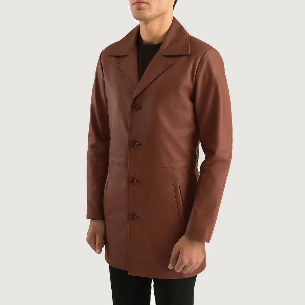 wholesale-brown-leather-coat-side-pose