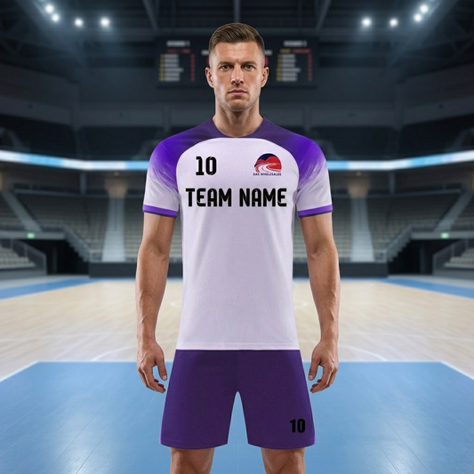 Wholesale White Purple Soccer Uniform