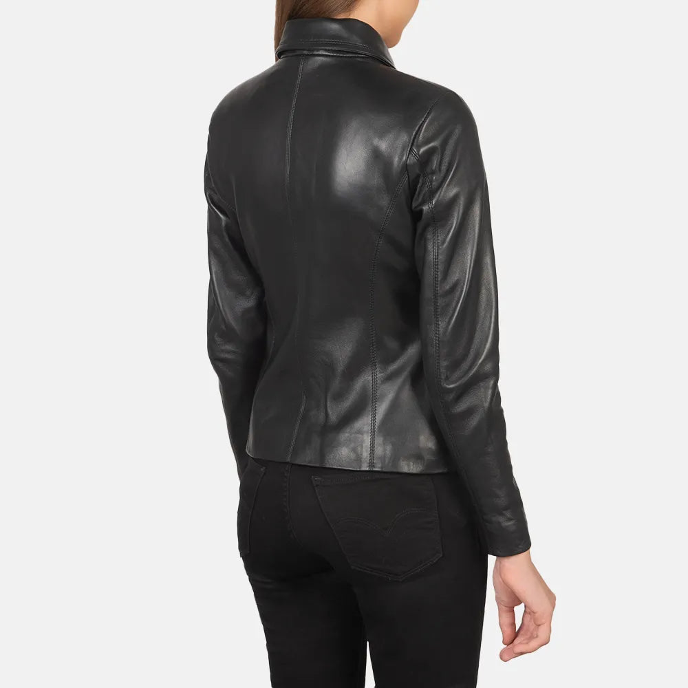 wholesale-womens-black-leather-jacket-back-side-pose