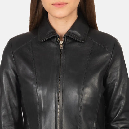 wholesale-womens-black-leather-jacket-close-up